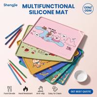 Tapis de table pour enfants en silicone de qualité alimentaire, imperméable, résistant à la chaleur, antidérapant, dessin animé, tapis de peinture avec logo personnalisé