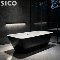 Baignoire autoportante carrée en acrylique avec hydromassage et jets d'air, certifiée CE, pour spa intérieur mural