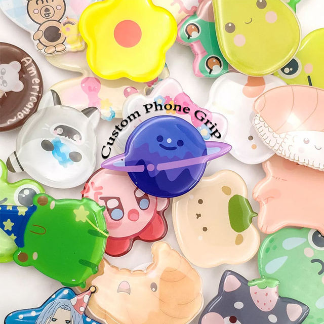 Acrylic Mobile Phone Keychain Holder with Cute Design Customizable for Christmas Halloween & Easter Durable Phone Grip