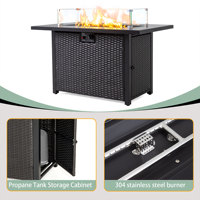 Table de foyer extérieur en acier Corten de 44 pouces, au propane, avec pare-vent en verre, chauffage de terrasse 50000 BTU, écologique, livraison gratuite aux États-Unis
