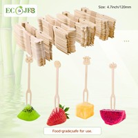 Fourchette à fruits en bambou jetable de qualité alimentaire, à bords lisses, sans produits chimiques, naturelle, sans éclats, pour apéritifs et repas en famille