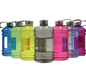 Botella de agua de plástico para deportes al aire libre, 2,2 litros, ecológica, marcador de tiempo para beber, medio galón, para gimnasio