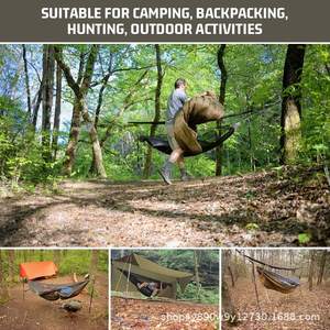 Hamac ultraléger Woqi pour 2 personnes, 998g, sac de couchage en nylon pour le camping, la randonnée, les voyages en plein air, gris vert - Product Image 5