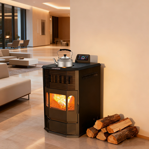 Cheminée à granulés d'acier à trois côtés de style européen avec un design moderne et une fonction de chauffage - Product Image 2