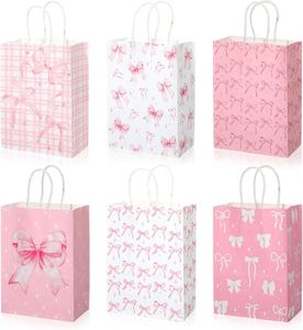 Sacs cadeaux en papier kraft biodégradable personnalisables avec logo, design nœud papillon, pour fêtes d'anniversaire, shopping, avec poignées - Product Image 1