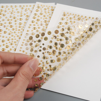 Autocollants en acrylique scintillants dorés, auto-adhésifs, demi-lune, perles, strass, décoration pour ongles, décoration de la maison, 325 pièces/feuille, 3D