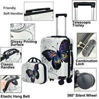 En Gros Ensemble de Valises à Roulettes ABS+PC Personnalisées Imprimé Papillons Bagages de Voyage Unisexe Roues Pivotantes de Luxe Tendance