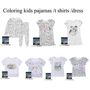 All'ingrosso abbigliamento da ragazza estivo <span class=keywords><strong>pigiama</strong></span> a manica corta Set <span class=keywords><strong>pigiama</strong></span> da colorare a maglia per ragazze e ragazzi - Product Image 5