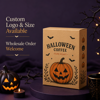 Boîte d'emballage de café personnalisée pour Halloween, boîte en papier kraft pour grains de café avec impression de citrouille, vente en gros, boîte cadeau de café écologique