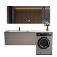 Nouvelle combinaison lavabo et meuble sous-vasque intégré en pierre frittée, courbé à chaud, personnalisé pour salle de bain et buanderie