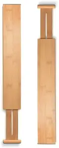Erweiterbare Bambus Schubladen unterteiler Organizer Verstellbare Schubladen abscheider Am besten für Küche, Bad, Schlafzimmer, 4er-Sets