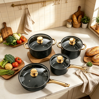 Ensemble de 8 ustensiles de cuisine en granit FLEY, robustes et polyvalents, antiadhésifs, articles essentiels pour la cuisine, collection complète d'ustensiles de cuisson