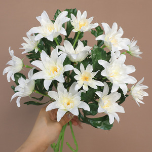 ช่อดอกชบาสีขาวประดิษฐ์ Ruilisi สำหรับตกแต่งงานแต่งงานและบ้าน ดอกไม้ 3 แฉก - Product Image 1