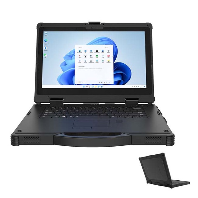 15.6" AI Windows 11 Ultra 7 Rugged Laptop 1000 Nits 5G GPS WiFi6 IP65 Waterproof NFC Fingerprint Scanner HDMI RS232 USB