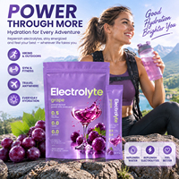 WELLBODY Poudre d'électrolytes saveur raisin, cocktail aromatisé, 0 sucre, 0 glucides, 0 alcool, hydratation rapide, performance, 30 sachets