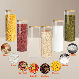 3 Pack Glass Spaghetti Container Glass Pasta <b>Jar</b> Cylinder Airtight Pasta Food Storage Container Glass <b>Jar</b> With Bamboo Lid - Product Image 6