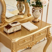 Coiffeuse de style européen en bois massif sculpté avec tiroirs à motifs floraux, ensemble de meubles pour chambre à coucher, salon et hôtel