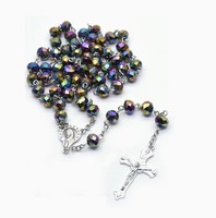 Chapelet religieux en cristal perles collier de prière catholique en forme de croix bijoux religieux cadeau pour le catholicisme