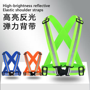 Gilet de sécurité réfléchissant à bretelles croisées réglables, haute visibilité, élastique, vert fluorescent, pour la course à pied et les activités de plein air - Product Image 4