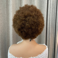 Perruque Courte Afro Personnalisée en Gros, Cheveux Humains Remy Bouclés Bruts 12A, Perruques en Dentelle 5x5, Couleur Marron, Perruque Super Double Drawn