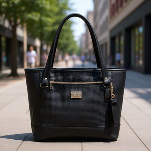 Sac cabas pour femme Fana Lala, noir, motif Saffiano, fermeture à rabat, bandoulière chaîne, sac à main décontracté pour usage quotidien - Product Image 2