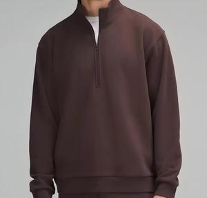 Sudadera con logotipo personalizado sostenible <span class=keywords><strong>y</strong></span> respetuoso con el medio ambiente Jersey Quarter Zip Sudadera de punto de algodón orgánico de bambú cuello simulado - Product Image 3