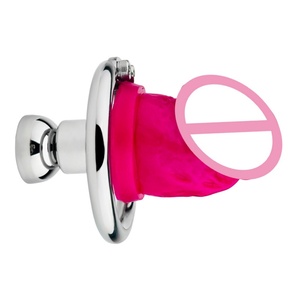 FRRK Metal Chastity Belt With Black Penis <b>Dildo</b> Head New Stainless Steel Negative Cock Cage BDSM Adult Sex Products for Male - Product Image 1