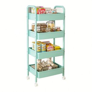 Nouvelle Étagère de Rangement Mobile à 4 Niveaux pour Cuisine, Panier d'Angle Rotatif pour Fruits et Légumes, Égouttoir et Présentoir - Product Image 5