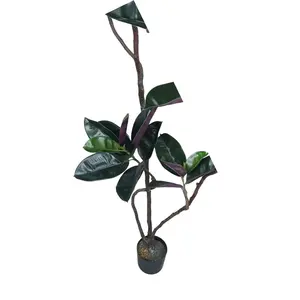 OH ARTS Lujosa Planta Artificial de Ficus y Caucho, Bonsái Moderno con Material de Tela de Seda Metálica para Decoración Navideña - Product Image 3