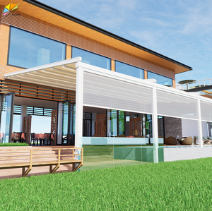 Toit pliant à lattes inclinées, auvent de toit, pergola en matériaux métalliques, toit ouvrant fixe transparent - Product Image 1