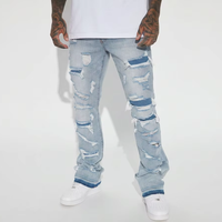 Nouveauté 2026 Jeans vintage délavé style hip-hop d'hiver, coupe skinny évasée, à ourlet effiloché et déchiré