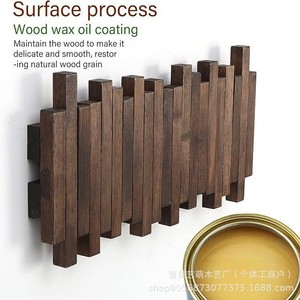 Perchero de pared de madera maciza con 5 ganchos, hecho a mano en nogal negro, para la entrada, pasillo o detrás de la puerta. - Product Image 5