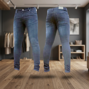 Wholesale New Fashion <b>Men</b> Mid Waist Canvas <b>Jeans</b> Zipper Pockets Stretch Trousers Skinny Pencil Casual England Style Lightweight - Product Image 5