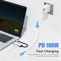 Adaptateur Hub USB Type C 3 en 1 en aluminium, USB C vers 4K HDTV, USB 3.0 Type C PD, station d'accueil compatible avec PC portable