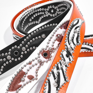 Cinturón Vaquero Occidental de Cuero PU para Hombre y Mujer, Diseño Nuevo, Moda Occidental, Estilo Vaquera Y2K, con Tachuelas y Pedrería, Cinturón de Araña - Product Image 2