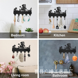 Wooden Wall Mounted Coat <b>Hooks</b> Animal Shape <b>Black</b> Durable Entryway Storage Rack - Product Image 3