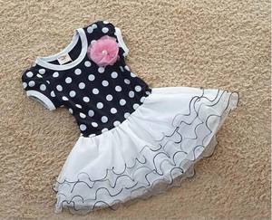 Vestido de lunares para niñas, vestido con falda de volantes - Product Image 1