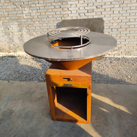 Barbecue Grill en Acier Corten, Poêle à Bois, Barbecue Extérieur, Brasero Extérieur