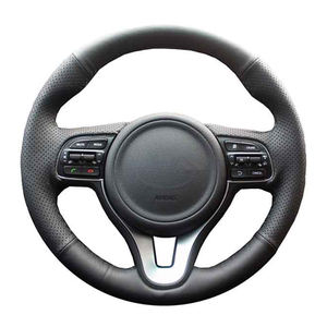 Housse de <span class=keywords><strong>volant</strong></span> de voiture en cuir microfibre et daim modèle personnalisé 38CM pour <span class=keywords><strong>Kia</strong></span> K5 2016 2017 <span class=keywords><strong>Sportage</strong></span> 4 KX5 2016 2017 - Product Image 1
