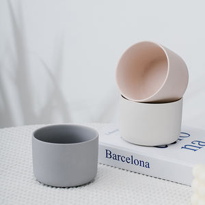 Tarros de vela de cerámica <span class=keywords><strong>Vintage</strong></span> rosa suave de diseño nórdico con tapa, venta al por mayor, vasos de vela cilíndricos para decoración del hogar para Navidad - Product Image 3