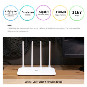 สำหรับ <span class=keywords><strong>Xiaomi</strong></span> <span class=keywords><strong>Mi</strong></span> <span class=keywords><strong>4A</strong></span> เตอร์ WiFi 4G รุ่น2.4GHz 5GHz WIFI 16MB รอม128MB DDR3กำไรสูง4เสาอากาศควบคุมระยะไกล IPv6 - Product Image 4