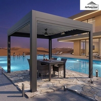 Pergola en aluminium à énergie solaire Sweet Home, toit rétractable motorisé à lamelles, éclairage LED, imperméable, nature, 3x3m