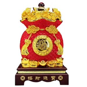 2023 Cina Fengshui kuning giok uang Basin Ingotes ornamen untuk hadiah bisnis mangkuk harta karun emas dengan batang logam emas