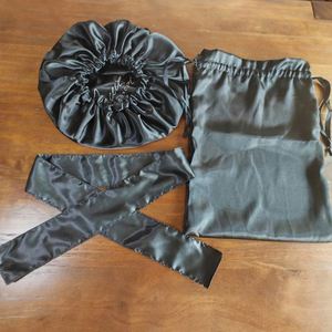 Bonnets réversibles personnalisés 100% en satin double couche et foulards en satin avec logo pour la protection des cheveux, cadeau promotionnel - Product Image 2