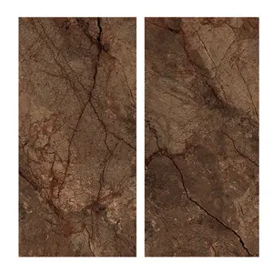 फ़ोशान फ़ैक्टरी 700x1500 मिमी गहरे भूरे रंग की सिरेमिक टाइलें, रसोई के लिए चीनी मिट्टी की पॉलिश वाली चमकदार फर्श टाइलें