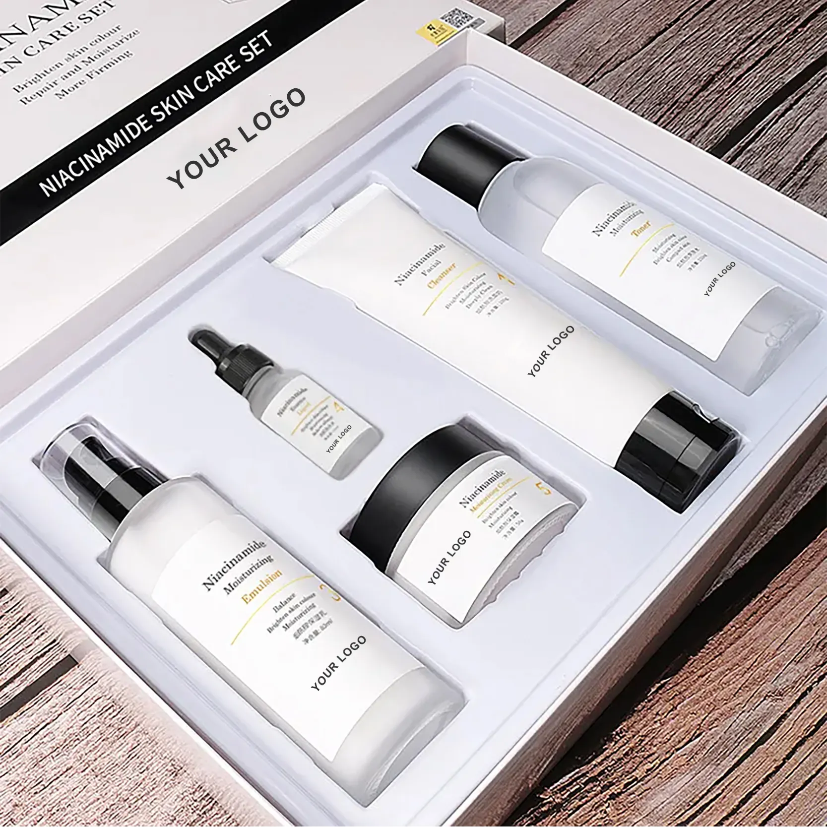 Custom Private Label Cosméticos coreanos Anti Aging Repair Whitening Nutritivo Hidratante Niacinamida Brightening Skin Care Set