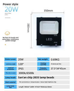 Projecteur LED en aluminium haute luminosité pour usage intérieur/extérieur, étanche IP66, alimentation CA, éclairage d'entrepôt et de jardin WD-FL-12 W - Product Image 6