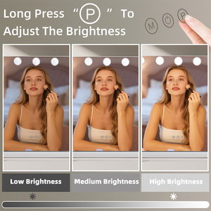 Gương trang điểm bàn trang điểm có thể điều chỉnh độ sáng, màn hình cảm ứng, hình chữ nhật, đèn LED, gương Hollywood có đèn bóng - Product Image 2