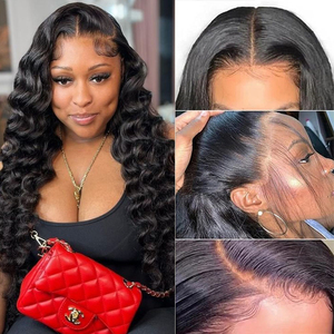 Aligné 100% Perruques Humaines Sans Colle Avec Bande Élastique Lace Front Brésilien Indien 150% 180% 13x6 Hd Perruques de Cheveux - Product Image 2