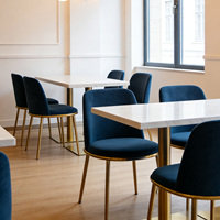 Ensemble de chaises de salle à manger en velours luxueux et table en marbre pour 2/4 personnes, mobilier commercial pour restaurant, café, bistrot
